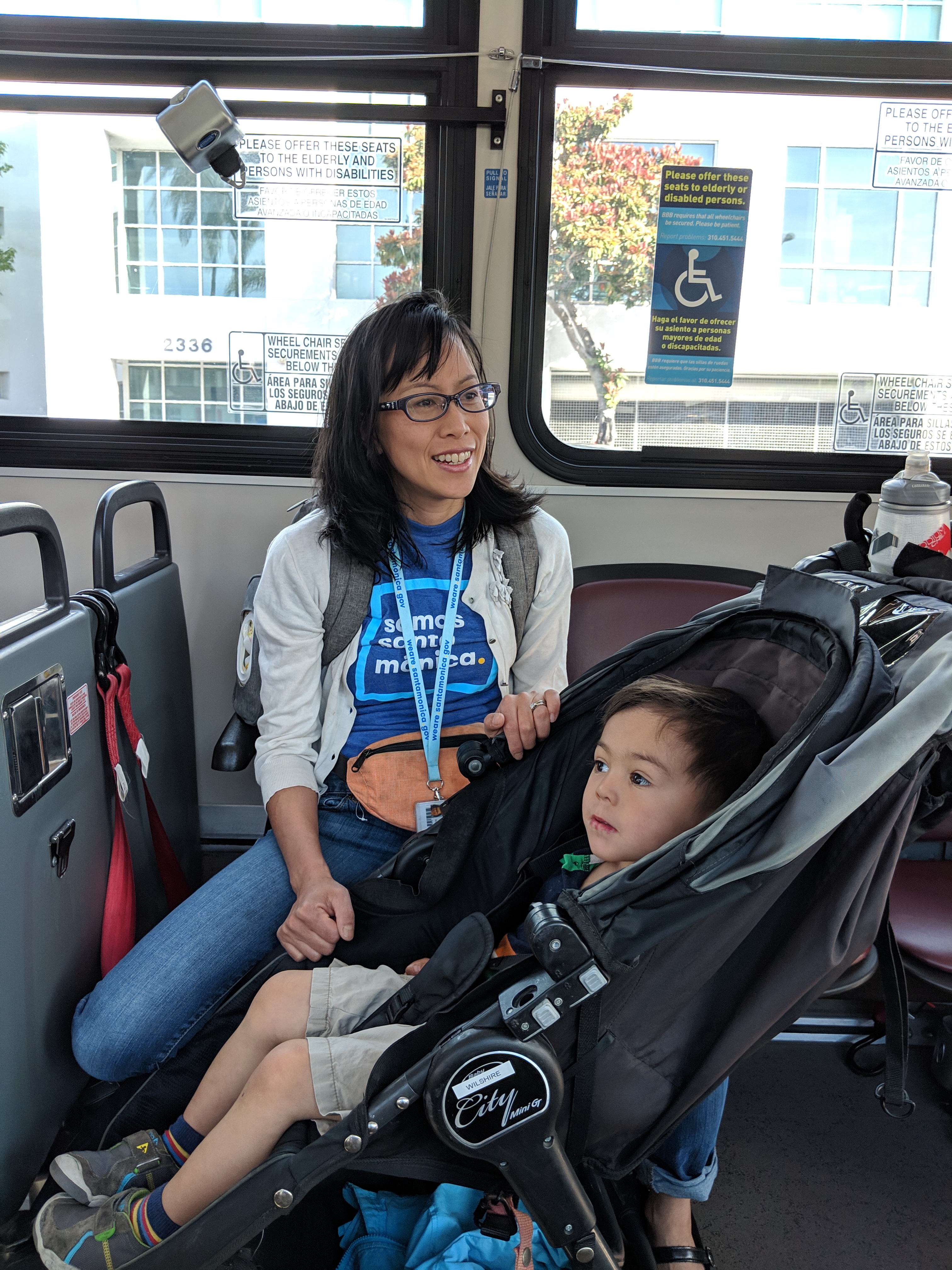 Baby carrier on sales bus